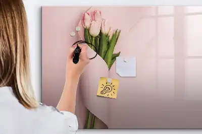 Tablă magnetică cu ștergere uscată model cu buchet de flori