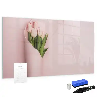 Tablă magnetică cu ștergere uscată model cu buchet de flori