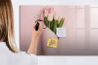 Tablă magnetică cu ștergere uscată model cu buchet de flori