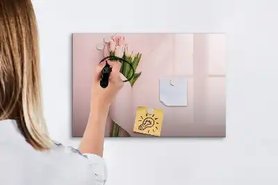 Tablă magnetică cu ștergere uscată model cu buchet de flori