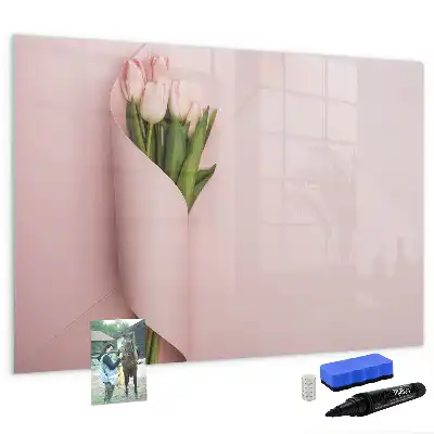 Tablă magnetică cu ștergere uscată model cu buchet de flori