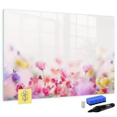 Tablă magnetică cu ștergere uscată cu model flori pe pajiște