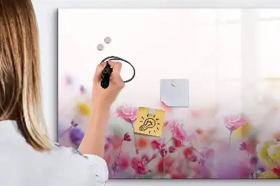 Tablă magnetică cu ștergere uscată cu model flori pe pajiște