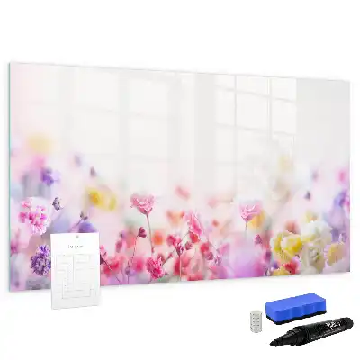 Tablă magnetică cu ștergere uscată cu model flori pe pajiște