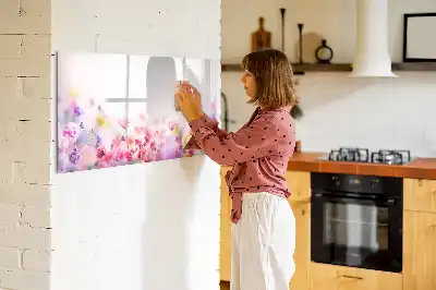 Tablă magnetică cu ștergere uscată cu model flori pe pajiște