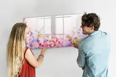 Tablă magnetică cu ștergere uscată cu model flori pe pajiște