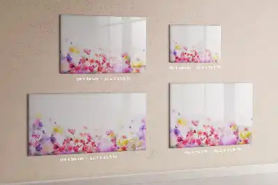 Tablă magnetică cu ștergere uscată cu model flori pe pajiște