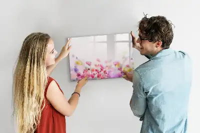 Tablă magnetică cu ștergere uscată cu model flori pe pajiște