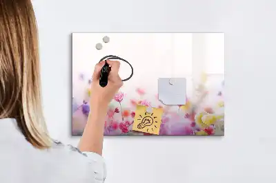 Tablă magnetică cu ștergere uscată cu model flori pe pajiște