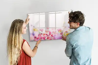 Tablă magnetică cu ștergere uscată cu model flori pe pajiște