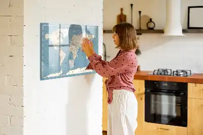 Tablă magnetică cu ștergere uscată design hartă a lumii vintage