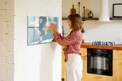 Tablă magnetică cu ștergere uscată design hartă a lumii vintage