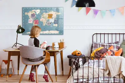 Tablă magnetică cu ștergere uscată design hartă a lumii vintage
