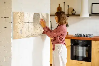 Tablă magnetică cu ștergere uscată cu hartă vintage a lumii