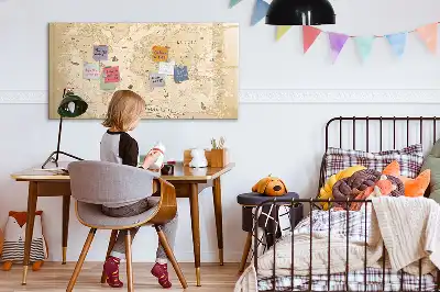 Tablă magnetică cu ștergere uscată cu hartă vintage a lumii