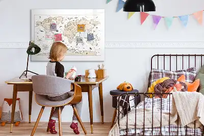 Harta lumii vintage cu suprafață magnetică pentru ștergere uscată