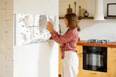 Harta lumii vintage cu suprafață magnetică pentru ștergere uscată