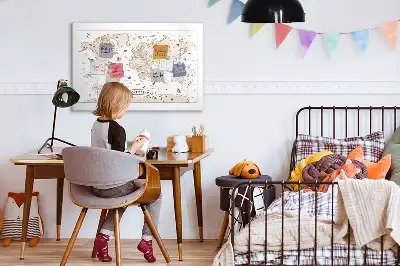 Harta lumii vintage cu suprafață magnetică pentru ștergere uscată