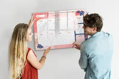 Tablă magnetică pentru planificare săptămânală cu ștergere uscată