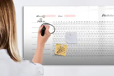 Tablă magnetică pentru monitorizarea obiceiurilor cu ștergere uscată