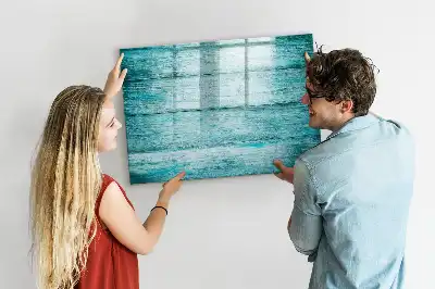 Tablă magnetică cu ștergere uscată cu model de lemn vechi albastru