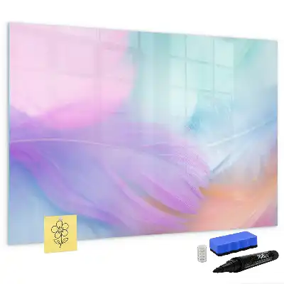 Tablă magnetică cu ștergere uscată cu model pene colorate