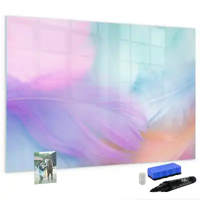 Tablă magnetică cu ștergere uscată cu model pene colorate