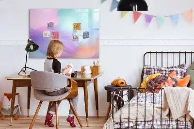 Tablă magnetică cu ștergere uscată cu model pene colorate
