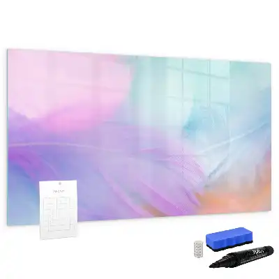 Tablă magnetică cu ștergere uscată cu model pene colorate