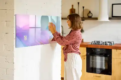 Tablă magnetică cu ștergere uscată cu model pene colorate