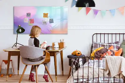 Tablă magnetică cu ștergere uscată cu model pene colorate