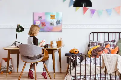 Tablă magnetică cu ștergere uscată cu model pene colorate
