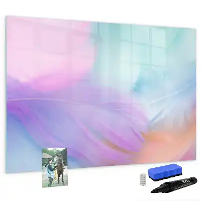 Tablă magnetică cu ștergere uscată cu model pene colorate