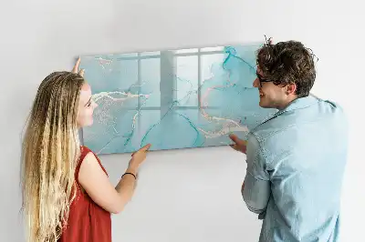 Tablă magnetică cu ștergere uscată cu model de marmură decorativă