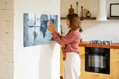 Tablă magnetică cu ștergere uscată cu model hartă a lumii