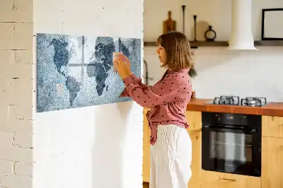 Tablă magnetică cu ștergere uscată cu model hartă a lumii