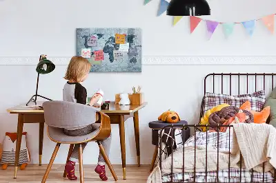 Tablă magnetică cu ștergere uscată cu model hartă a lumii