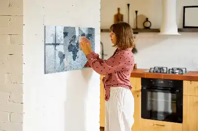 Tablă magnetică cu ștergere uscată cu model hartă a lumii