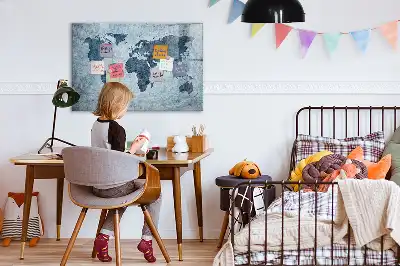 Tablă magnetică cu ștergere uscată cu model hartă a lumii