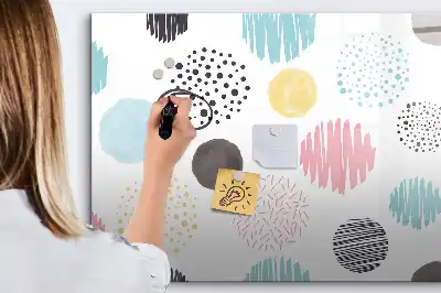 Tablă magnetică cu ștergere uscată model geometric