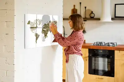 Tablă magnetică cu ștergere uscată model harta lumii