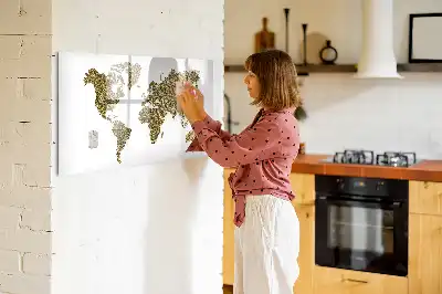 Tablă magnetică cu ștergere uscată model harta lumii