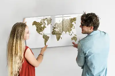Tablă magnetică cu ștergere uscată model harta lumii