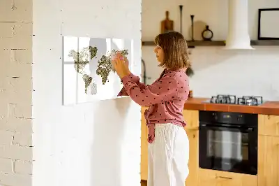 Tablă magnetică cu ștergere uscată model harta lumii