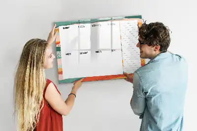 Tablă magnetică pentru scriere cu marker planificator săptămânal în stil retro