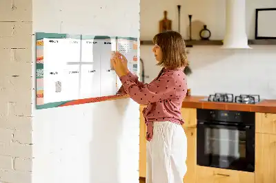 Tablă magnetică pentru scriere cu marker planificator săptămânal în stil retro