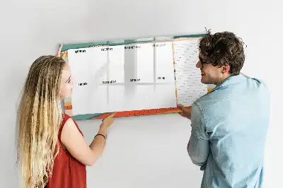 Tablă magnetică pentru scriere cu marker planificator săptămânal în stil retro