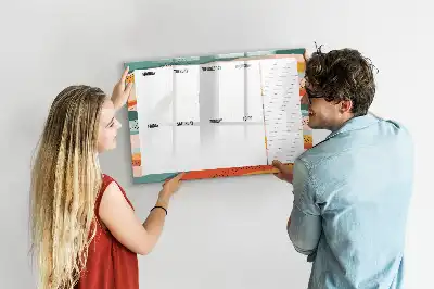 Tablă magnetică pentru scriere cu marker planificator săptămânal în stil retro