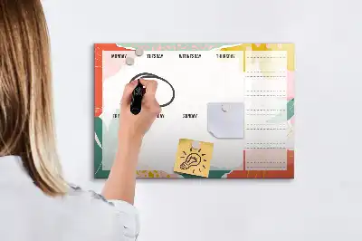 Tablă magnetică cu ștergere uscată planificator săptămânal de bază