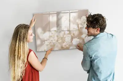 Tablă magnetică cu ștergere uscată model cu flori mici albe